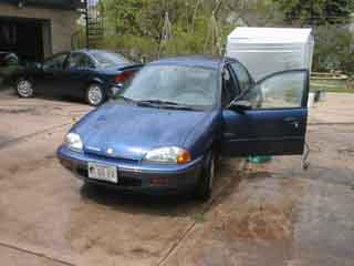 Pre-test-drive wash in the driveway