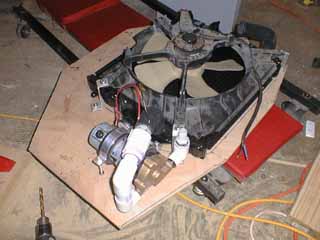 Pump and radiator on plate mockup